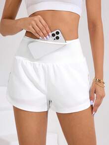 SHEIN Velisys 女士纯色简约休闲运动短裤 - 彩色 - 查看 5