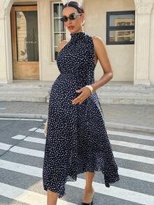 MaterniWear 孕婦簡約海軍藍無袖洋裝 拍照用 夏季優雅 1960年代風 - 藏蓝色 - 查看 8