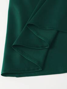 GlowEve CURVE Plus Size Solid Color Lace Patchwork Dress - Dark Green - View 5