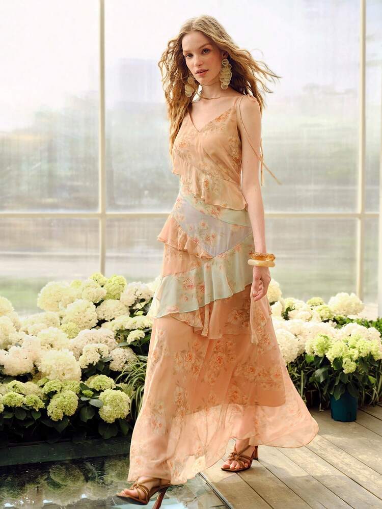 WOMEN'S FASHIONABLE PATCHWORK LONG DRESS