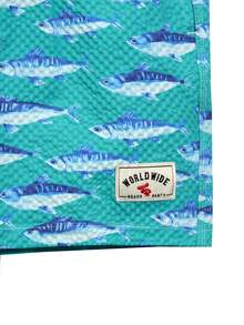 Horizaway Quần short đi biển nam kiểu dáng thường ngày, in họa tiết, có dây rút. - Màu xanh bạc hà - Xem 5