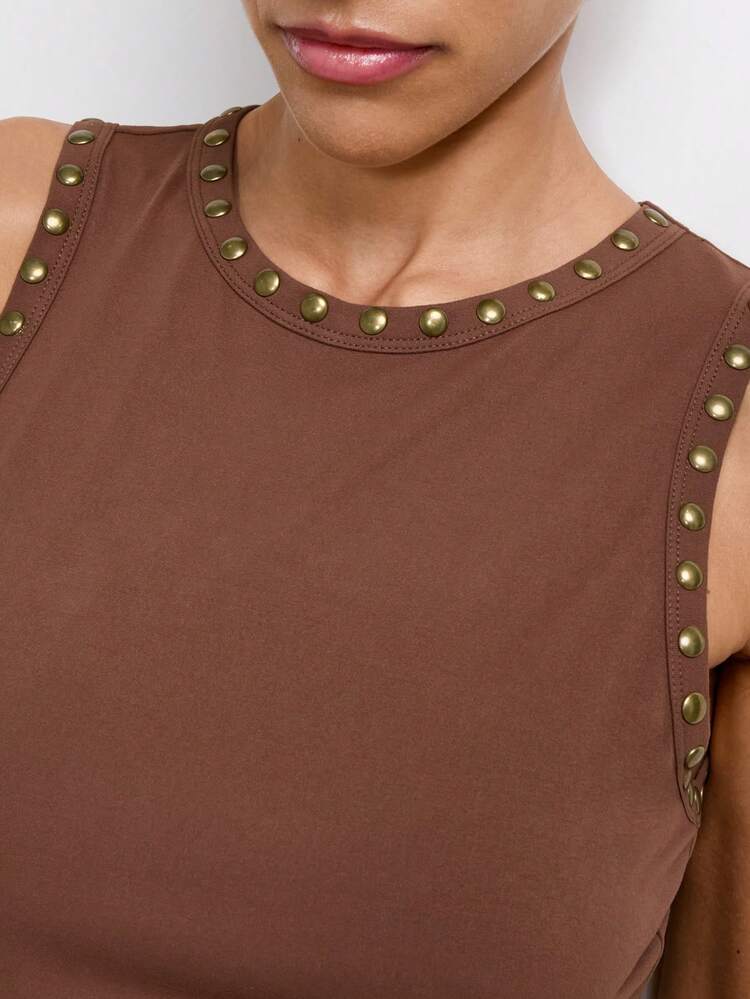 SHEIN Maija Women's Fashionable Sleeveless Midi Dress With Fringe Hem, Summer