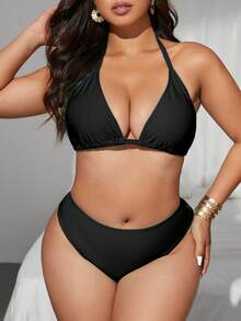 Swim SXY 3件套加大码泳装套装，彩色印花罩衫，女士夏季海滩度假装 - 彩色 - 查看 4