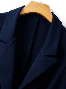 GlowEve CURVE Elegant Sleeveless Blazer And Loose Shorts - Navy Blue - View 7