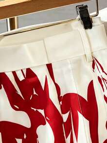 GlowEve CURVE 大码女式高腰休闲印花裤 - 紅色 - 查看 8