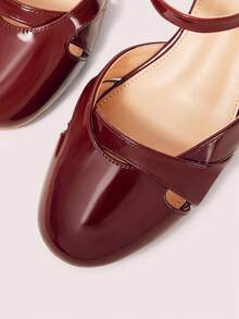CUCCOO DOLLMOD Ladies Burgundy Casual High Heel Slingback Shoes - Burgundy - View 4