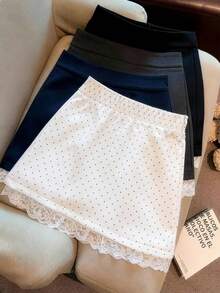 GlowEve 蝴蝶结波点印花复古蕾丝边饰百搭休闲女裙 - 彩色 - 查看 2