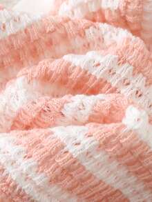 Cozy Pixies Bộ đồ sơ sinh dễ thương gồm áo thun ngắn tay kẻ sọc phối màu và quần short cạp chun. - Hồng - Xem 4