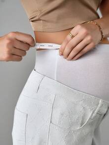 Momance 孕妇时尚无弹白色牛仔裤 - 白色 - 查看 3