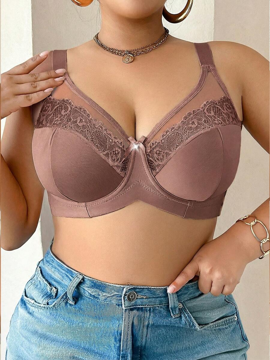 DesireSculpt Plus Size Underwire Bra - Coffee Brown - View 1
