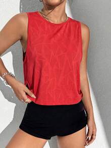 Core Rhythm Áo tank top thể thao thoáng khí, màu trơn, kiểu dáng thường ngày, thích hợp cho mùa hè. - Đỏ - Xem 1