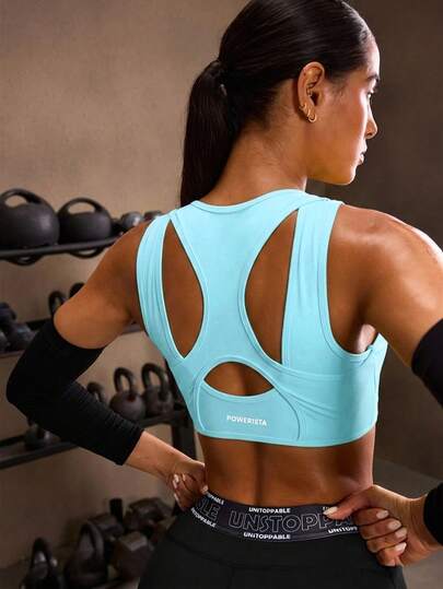 Powerista Áo ngực thể thao nữ dáng ngắn, thời trang, có khóa kéo phía trước, kiểu dáng thường ngày.