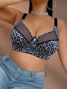 Bare Chapter 1 pieza Sujetador inalámbrico de talla grande con estampado de leopardo - Multicolor - Ver 6