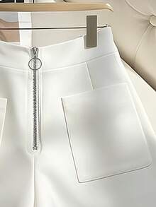 GlowEve CURVE Plus Size Women Solid Color Casual Versatile Daily Wear Shorts - White - View 3