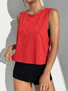 Core Rhythm Áo tank top thể thao thoáng khí, màu trơn, kiểu dáng thường ngày, thích hợp cho mùa hè. - Đỏ - Xem 4