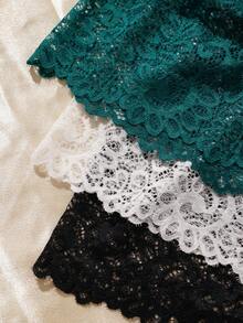 SHEIN 3pcs/Set Plus Size Lace Sexy Open Crotch Panties - Multicolor - View 6