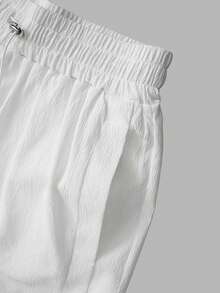 With My Calm With My Calm Women's Sports Yoga Outdoor Gym 2 In 1 Shorts, Elastic Waistband With Drawstring, Mesh Pockets On Sides - White - View 8