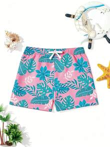 SHEIN Quần dài đi biển in họa tiết dáng rộng thoải mái cho bé trai tuổi teen, thích hợp cho mùa hè, đi biển, hoạt động ngoài trời và bơi lội. - Nhiều màu - Xem 2