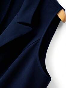 GlowEve CURVE Elegant Sleeveless Blazer And Loose Shorts - Navy Blue - View 6