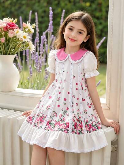 Elladie kids Váy hè in hoa thanh lịch dành cho bé gái