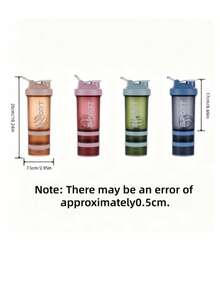 SHEIN 1pc Three-Layer Sports Water Cup Shake Cup Protein Powder Mixing Outdoor Fitness Cup Non-Slip Portable Handle - Multicolor - View 7