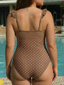 SHEIN Swim 2026新款加大码女式连体波点纯色印花性感休闲泳衣 - 彩色 - 查看 2