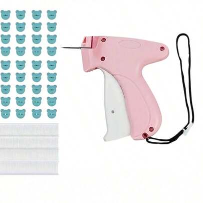 1 件迷你缝纫枪套件，带针和紧固件和纽扣的快速服装固定器，用于服装的通用标记枪，快速修复手持式快速缝纫枪，带存储功能，用于服装的微针枪+夜光熊扣 50+胶针 660，手持式快速缝纫枪软胶无针扣适用于服装修补和无痕床单固定