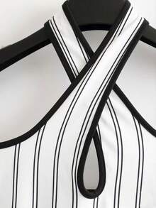 GlowEve 女士露肩吊带条纹T恤，优雅夏日度假风 - 彩色 - 查看 4