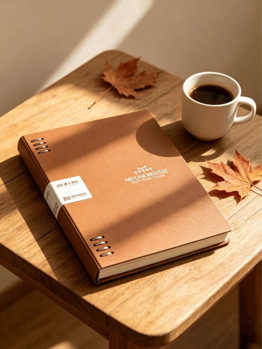 The Mocha Mousse-Colored Ring-Bound Notebook Features An Elegant Design, Replaceable Pages, And Sturdy Paper. With Its Generous Capacity, It's Perfect For Taking Notes In Class Or Keeping Office Records-Making It A Truly Unique Ring-Bound Notebook. - Multicolor - View 1