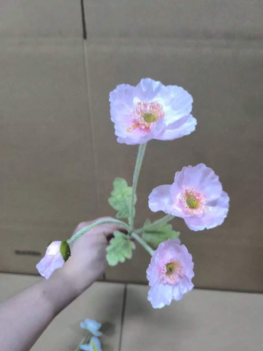 3支仿真假花植物罂粟花丝绸花束婚礼花束装饰塑料花桌摆件,适用于家居厨房花园派对装饰。生日毕业礼物。 - 彩色 - 查看 1