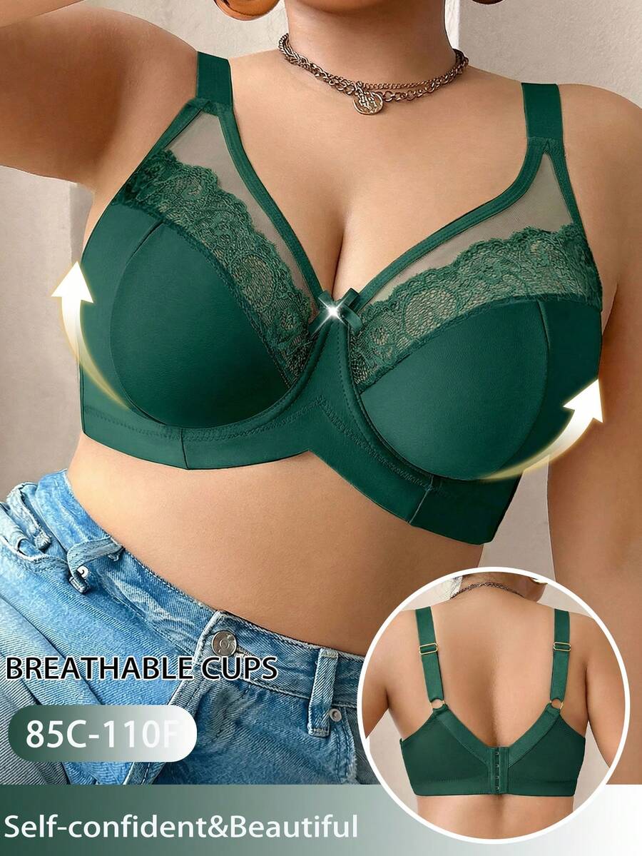 SHEIN Plus Size Underwire Bra - Army Green - View 1