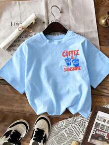 冰咖啡和阳光T恤，冰咖啡T恤，咖啡爱好者礼物，夏季T恤，夏日氛围T恤，咖啡T恤 - 淺藍色 - 查看 3