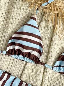 SHEIN Swim Mod 2026新款春夏女士三件套泳衣，随机印花泳装套装，含泳裤和裙子，优雅休闲海滩度假装 - 彩色 - 查看 4
