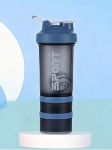 SHEIN 1pc Three-Layer Sports Water Cup Shake Cup Protein Powder Mixing Outdoor Fitness Cup Non-Slip Portable Handle - Multicolor - View 10