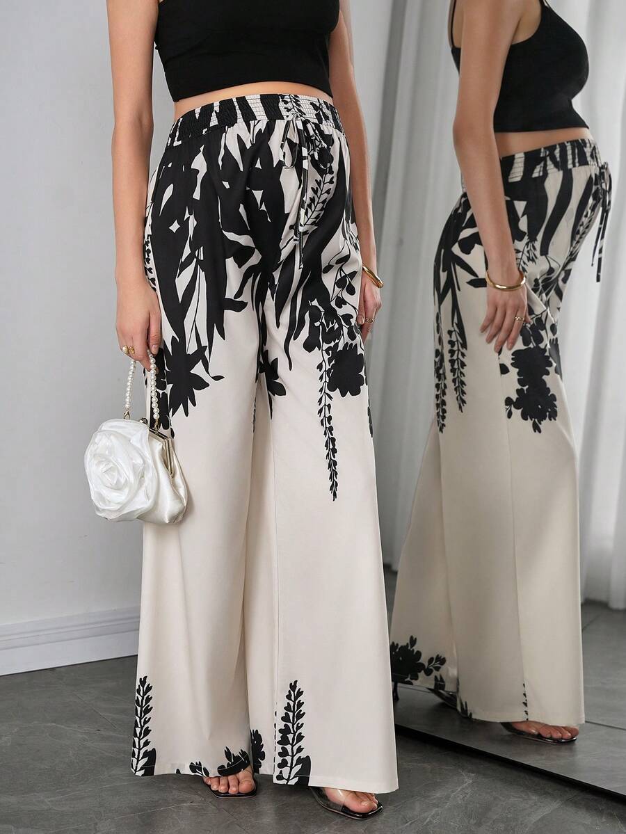 Momance Quần ống rộng in họa tiết dáng suông thời trang cho nữ, thích hợp cho mùa hè. - Nhiều màu - Xem 1