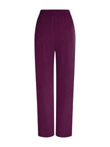 TaskEZ 2pcs V-Neck Short Sleeve Top And Pants Uniform Set, Cleaning Service Uniform - Red Violet - View 8