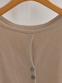 GlowEve New Arrival European And American Fashion Mixed Color Knitted Sweater Top - Mocha Brown - View 5