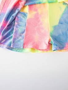 SHEIN Young Girl Tie-Dye Print Criss-Cross Back Sports Dress - Multicolor - View 9