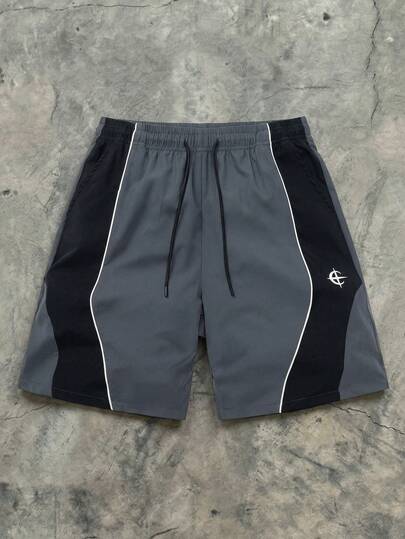 Manfinity Roghcode 男士撞色弹力腰抽绳休闲夏季短裤