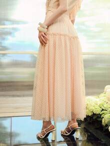 MOTF PREMIUM WOMEN'S FRILL TRIM A-LINE SKIRT - Apricot - View 6