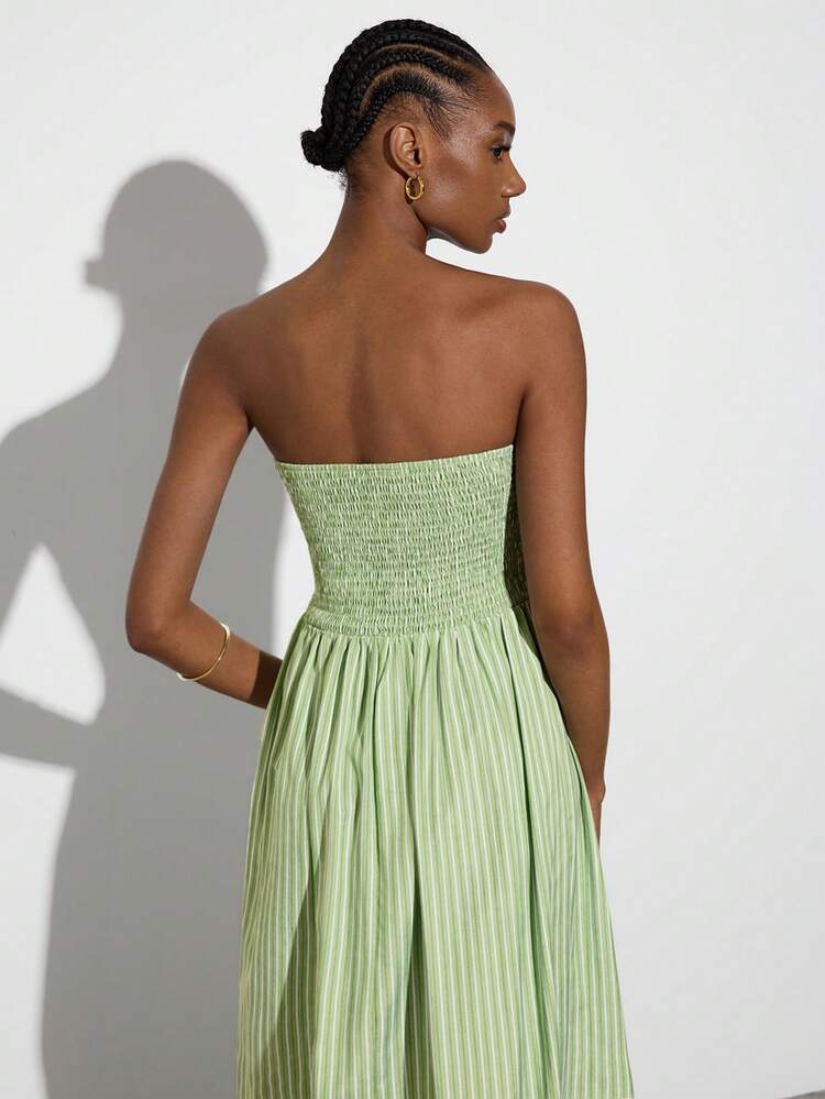 SHEIN Maija Damska sukienka bandeau w paski, swobodna, letnia