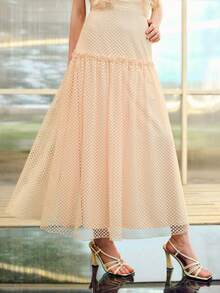 MOTF PREMIUM WOMEN'S FRILL TRIM A-LINE SKIRT - Apricot - View 5