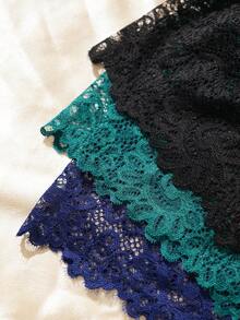 SHEIN 3pcs/Set Plus Size Lace Sexy Open Crotch Panties - Multicolor - View 3