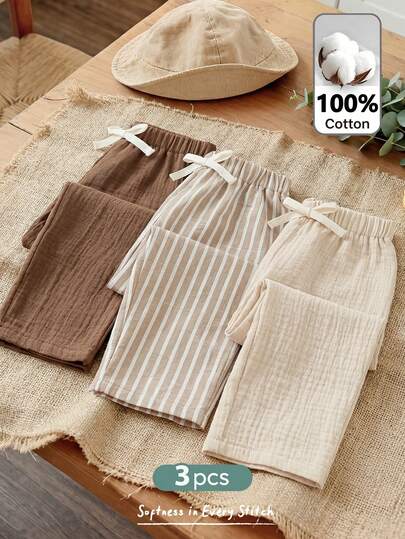 Cozy Pixies Bộ 3 quần trẻ em lưng thun, thoải mái và đa năng, thích hợp cho dã ngoại, phong cách đường phố, ở nhà và các bữa tiệc.