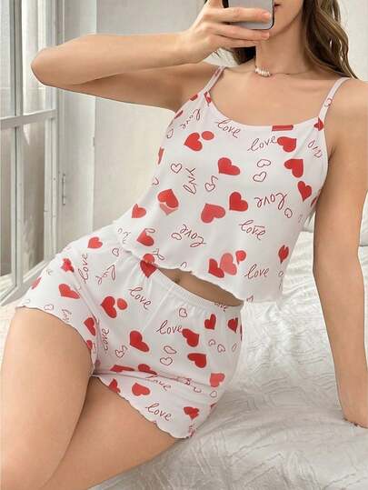 Conjunto de hogar de mujer con estampado, pijamas mujeres, conjuntos de mujer, conjunto de tirantes de seda fría con volantes, sexy y holgado