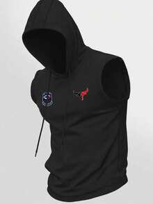 Manfinity Sport Corelite 男士连帽背心和裤子运动套装 - 黑色 - 查看 3