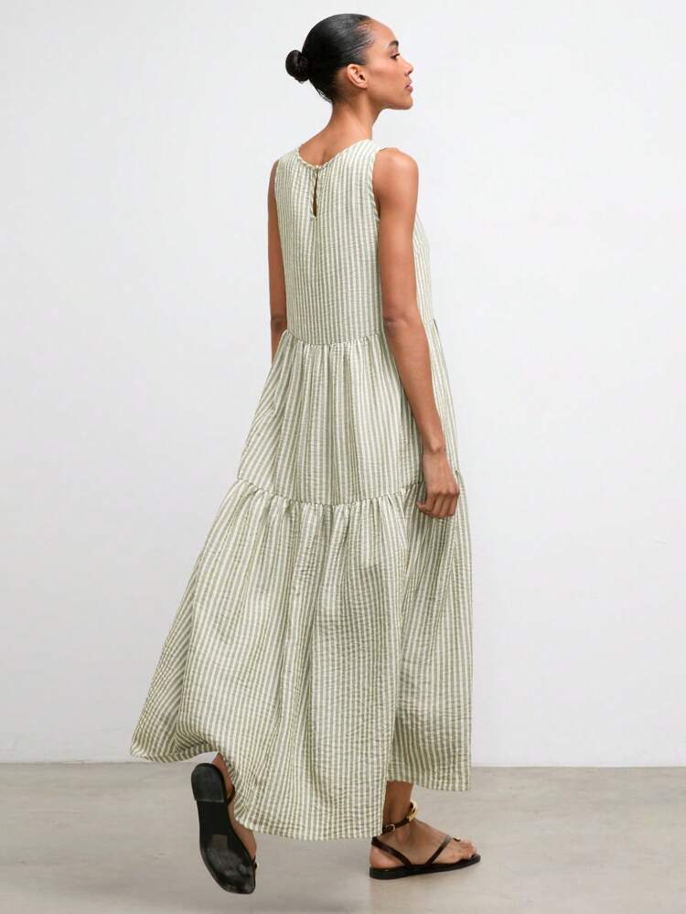 SHEIN Maija Women's Striped Round Neck Sleeveless Casual Dress