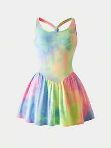 Tween Girl Tie-Dye Print Jumpsuit - Multicolor - View 1
