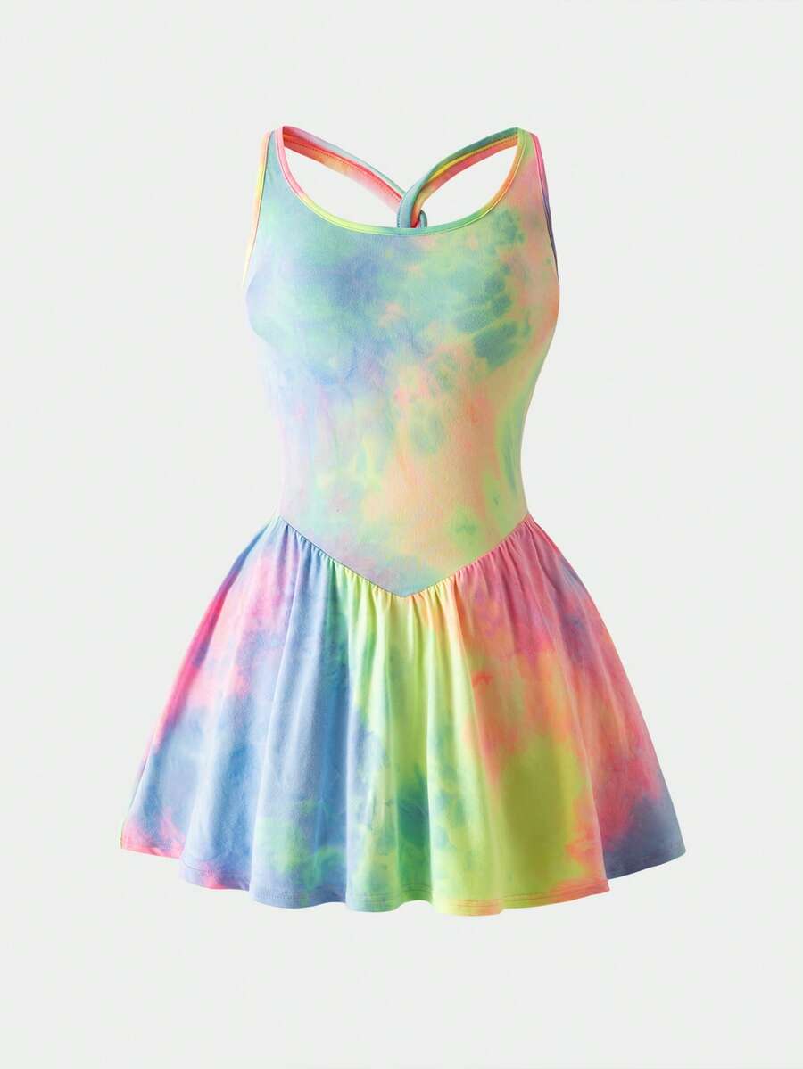 Tween Girl Tie-Dye Print Jumpsuit - Multicolor - View 1