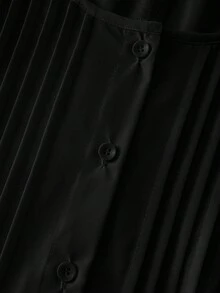 SHEIN LUNE CURVE 大码女式圆领纽扣衬衫，春夏款 - 黑色 - 查看 5